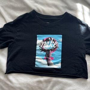 Nike Black Crop Top with Graphic Design